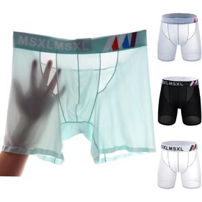 SAMAVAN Sexy Men's Boxer Briefs Underwear Ice Silk Lingerie Underpants 3 Pack