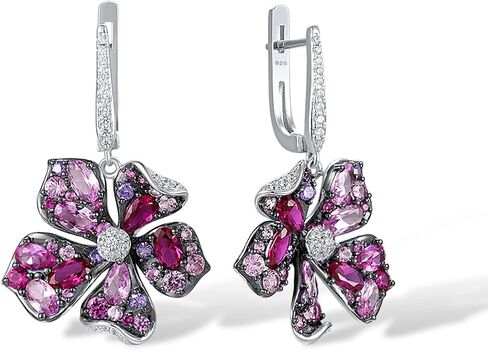 Santuzza Sterling Silver Gemstone Flower Earrings for Women in Kuwait