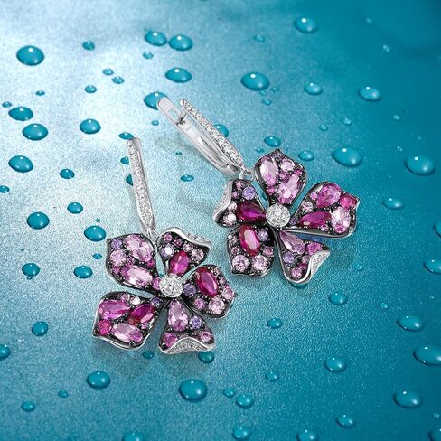 Santuzza Sterling Silver Gemstone Flower Earrings for Women in Kuwait