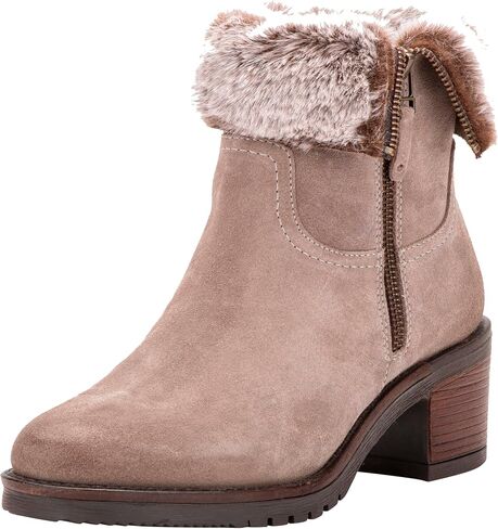Vintage Foundry Women's Handmade Fashion Classy Casual Rugged Burnished Fur-Lined Quilted Soft Leather Ankle Boots, Anti Slip Outsole w Chunky Block Platform in Saudi Arabia