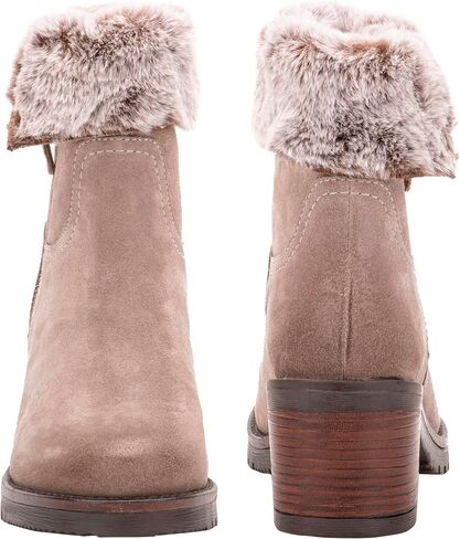 Vintage Foundry Women's Handmade Fashion Classy Casual Rugged Burnished Fur-Lined Quilted Soft Leather Ankle Boots, Anti Slip Outsole w Chunky Block Platform in Saudi Arabia