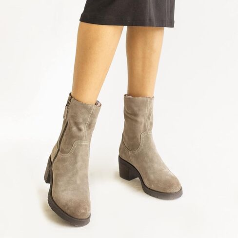 Vintage Foundry Women's Handmade Fashion Classy Casual Rugged Burnished Fur-Lined Quilted Soft Leather Ankle Boots, Anti Slip Outsole w Chunky Block Platform in Saudi Arabia