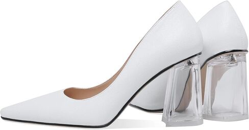 Women's High Chunky Heel Dress Pumps Shoes Sparkly Pointed Closed Toe Block Clear Heels for Women in Saudi Arabia