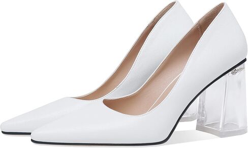 Women's High Chunky Heel Dress Pumps Shoes Sparkly Pointed Closed Toe Block Clear Heels for Women in Saudi Arabia