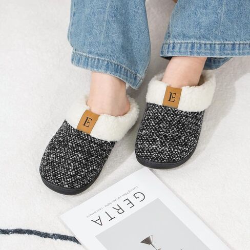 شباشب EUXTERPA للنساء مريحة من إسفنج الذاكرة شبشب منزلي يشبه الصوف الغامض أحذية منزلية مضادة للانزلاق للاستخدام الداخلي والخارجي in Kuwait