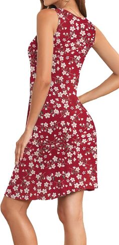 Akihoo Women Summer Casual Sleeveless Midi Plain Pleated Tank Vest Dresses in Kuwait