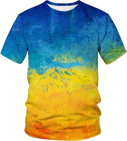 تي شيرت Lurhonp أوكرانيا العلم الأوكراني الجديد بأكمام قصيرة in Kuwait