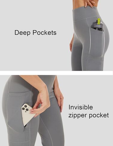 سراويل يوجا نسائية مبطنة بالصوف من SOOWOT، سراويل يوجا عالية الخصر، سراويل يوجا حرارية شتوية مع جيوب in Kuwait