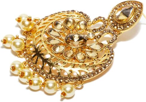 بيندهاني جولدن ستون بنجابي ستايل كبير ماانج تكا وأقراط هندية للنساء in Kuwait