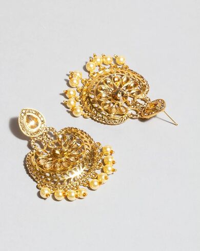 بيندهاني جولدن ستون بنجابي ستايل كبير ماانج تكا وأقراط هندية للنساء in Kuwait