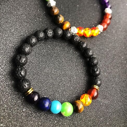 FUTTMI 7 Chakra Jewelry Set Crystal Pendant Necklace Chakra Lava Rock Stone Bead Bracelets Earrings for Women Men Reiki Healing Meditation Yoga Jewelry Set in Kuwait