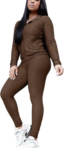 طقم بنطال ضيق نسائي بأكمام طويلة من Cailami مكون من قطعتين ملابس رياضية للتمرين in Kuwait