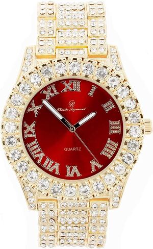 Charles Raymond Mens Big Rocks with Roman Numerals Fully Iced Out Colorful Dial Watch - ST10327 RN Single in Kuwait