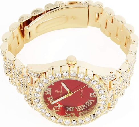 Charles Raymond Mens Big Rocks with Roman Numerals Fully Iced Out Colorful Dial Watch - ST10327 RN Single in Kuwait