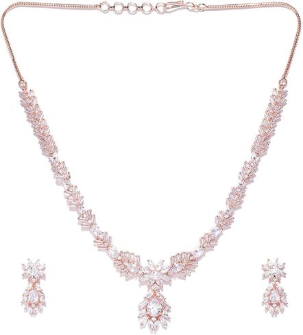 مجموعة مجوهرات Priyaasi النسائية المطلية بالذهب الوردي والألماس الأمريكي من Priyaasi in Kuwait