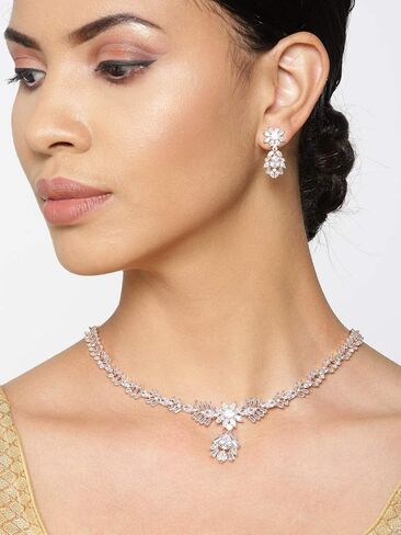 مجموعة مجوهرات Priyaasi النسائية المطلية بالذهب الوردي والألماس الأمريكي من Priyaasi in Kuwait