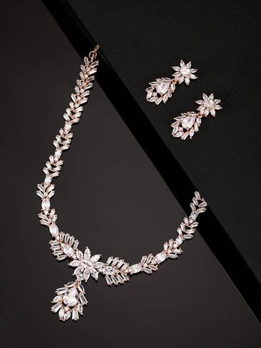 مجموعة مجوهرات Priyaasi النسائية المطلية بالذهب الوردي والألماس الأمريكي من Priyaasi in Kuwait