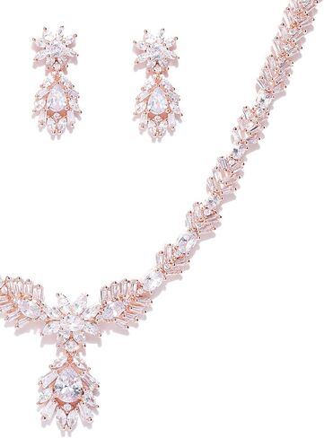مجموعة مجوهرات Priyaasi النسائية المطلية بالذهب الوردي والألماس الأمريكي من Priyaasi in Kuwait