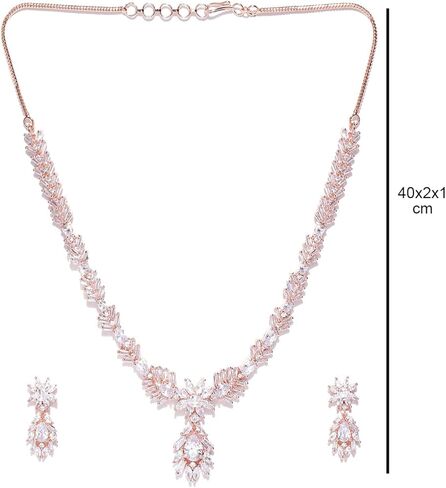 مجموعة مجوهرات Priyaasi النسائية المطلية بالذهب الوردي والألماس الأمريكي من Priyaasi in Kuwait