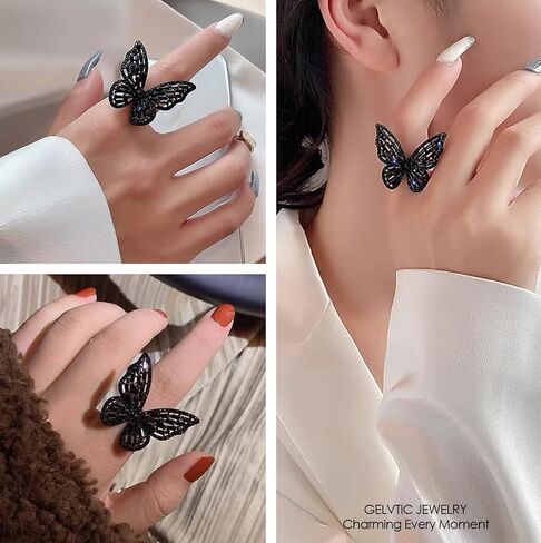 GELVTIC Women's Jewelry Sets Crystal Butterfly Earrings Necklaces for Women Girls Cubic Zirconia White Gold Butterfly Necklace Ring Bangle Bracelet Birthday Anniversary Valentines Mother's Day Jewelry Gifts for Mom Bridesmaid Wife Sister Friend in Kuwait