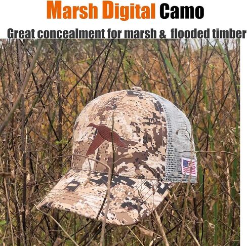 قبعة صيد الطيور المائية من EDTREK مع رقعة العلم الأمريكي - قبعة صيد البط المموهة مع تطريز البط in Kuwait