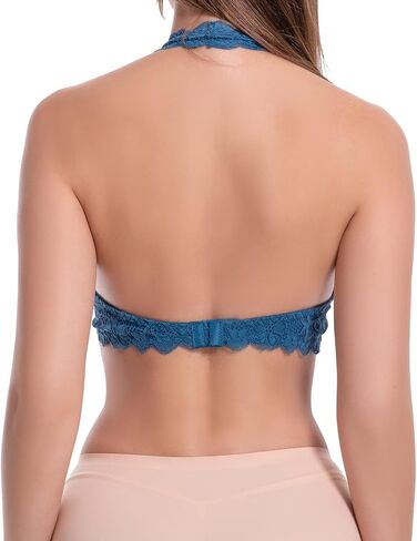 JOJOANS Halter Lace Bralette Unpadded Wireless Sheer Bra Bustier Full Coverage Lingerie… in Kuwait