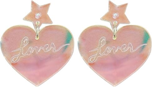 Pink Heart Earrings Hot Pink Earrings for Women Love Heart Dangle Earrings for Girlfriend Valentines Day Accessories Gifts… in Kuwait