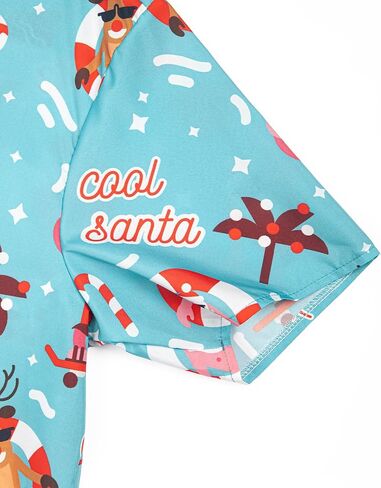 قمصان Yoimira لعيد الميلاد للرجال قميص هاواي بأزرار سفلية لقضاء العطلات وحفلات سانتا كلوز in Kuwait