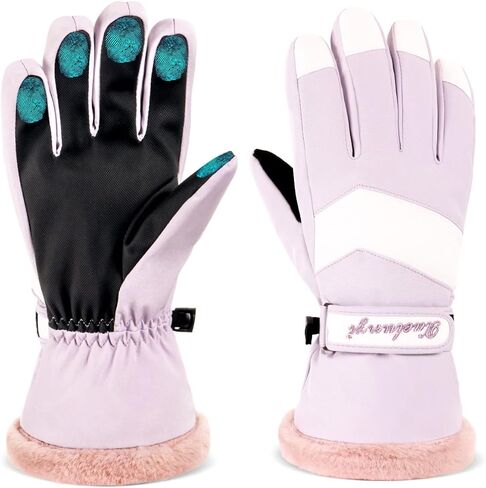 قفازات التزلج من بوجليا قفازات الثلج للنساء، قفازات مقاومة للماء على الجليد، قفازات معزولة تعمل باللمس للطقس البارد، قفازات تزلج دافئة مقاومة للرياح مع جيب in Kuwait