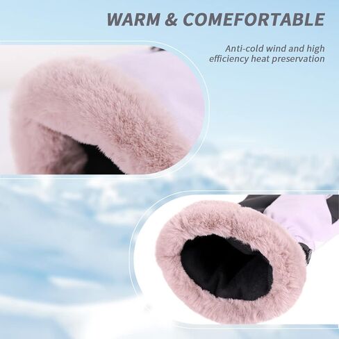 قفازات التزلج من بوجليا قفازات الثلج للنساء، قفازات مقاومة للماء على الجليد، قفازات معزولة تعمل باللمس للطقس البارد، قفازات تزلج دافئة مقاومة للرياح مع جيب in Kuwait