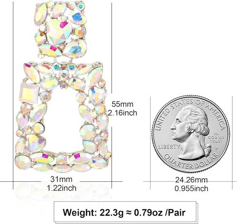 POWNOOL موضة شبه منحرف قطرة استرخى أقراط-سباركلي الملونة هندسية هيبوالرجينيك استرخى أقراط للنساء العصرية in Kuwait