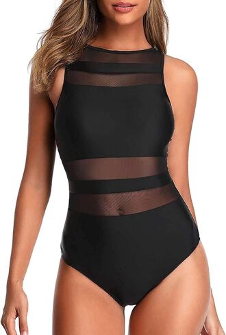 Holipick Women High Neck One Piece Swimsuits for Women Mesh Bathing Suits Open Back Swimwear in Saudi Arabia