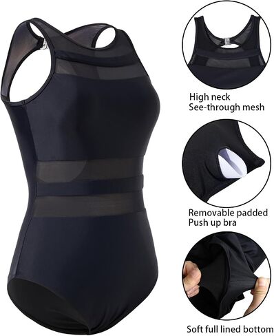 Holipick Women High Neck One Piece Swimsuits for Women Mesh Bathing Suits Open Back Swimwear in Saudi Arabia