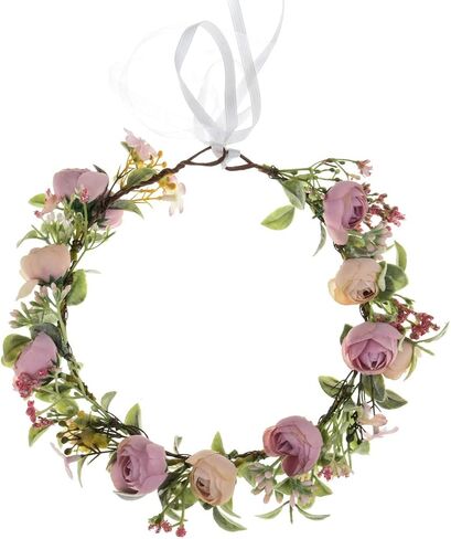 Girls Camellias Flower Crown Birthday Photo Pops Hair Wreath Wedding Festival Floral Headpiece XM11 (A-Blush) in Kuwait
