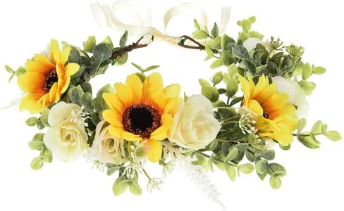 Girls Camellias Flower Crown Birthday Photo Pops Hair Wreath Wedding Festival Floral Headpiece XM11 (A-Blush) in Kuwait