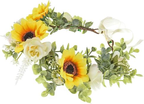 Girls Camellias Flower Crown Birthday Photo Pops Hair Wreath Wedding Festival Floral Headpiece XM11 (A-Blush) in Kuwait