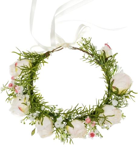 Girls Camellias Flower Crown Birthday Photo Pops Hair Wreath Wedding Festival Floral Headpiece XM11 (A-Blush) in Kuwait