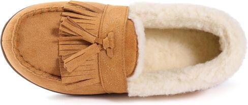 Zizor Moccasins Slippers Women, Vintage House Shoes, Indoor Outdoor, Memory Foam, Ladies Tassel Loafers, Warm Moc Pantuflas with Rubber Sole, Winter Gifts in Kuwait