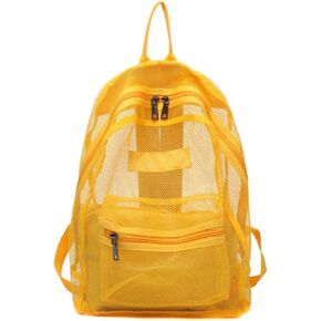 MeganJDesigns Transparent Mesh Backpacks Heavy Duty Semi-See Through Stadium Approved Student Backpack with Reinforced Straps (02#Black)
