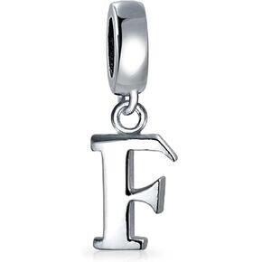 Personalized Gift Dangle Block Letter A-Z Alphabet Initial Charm Bead For Women For Teen Solid .925 Sterling Silver Fits European Bracelet in Kuwait