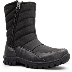 mysoft Mens Winter Snow Boots Waterproof Insulated Mid-Calf Hiking Boot Fur Lined Warm Outdoor Tall Shoes Lightweight