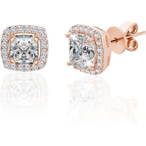 LESA MICHELE Women's Earrings - 925 Sterling Sliver Art Deco Bridal Wedding Halo Crystal Stud Earrings