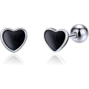 Hypoallergenic 925 Sterling Silver Stud Earrings for Women With Screw Back Small Butterfly Heart Flower Earrings for Girls Tragus Cartilage Jewelry Gifts