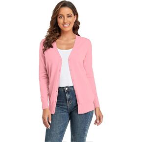 CUNYI Women’s V-Neck Cardigan Long Sleeve Sweater for Women Button Down Soft Knit Coat