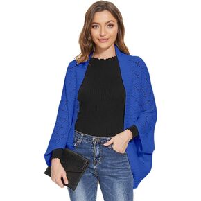 Women's Kimono Batwing Cable Knitted Slouchy Oversized Wrap Cardigan Shawl Sweater