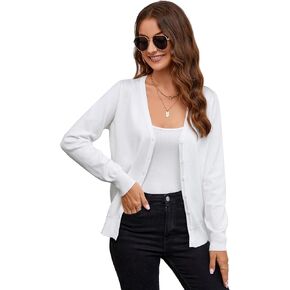 JMSHIHUA Women's Long Sleeve V Neck Button Down Knit Cardigan Classic Solid Sweaters