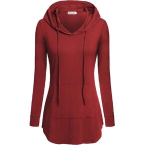 Nandashe Women Pullover V-Neck Long Sleeve Kangaroo Pocket Tunic Hoodies in Kuwait