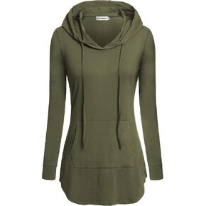 Nandashe Women Pullover V-Neck Long Sleeve Kangaroo Pocket Tunic Hoodies in Saudi Arabia