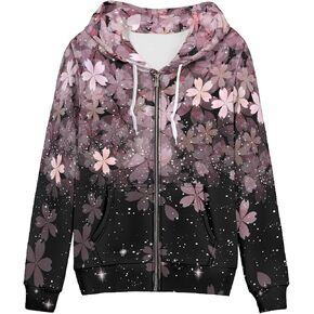 FUSURIRE Zip Up Hoodie Women Oversized Sweatshirt for Women Pockets Hooded Sweater Long Sleeves Athletic Sweatshirts in Saudi Arabia