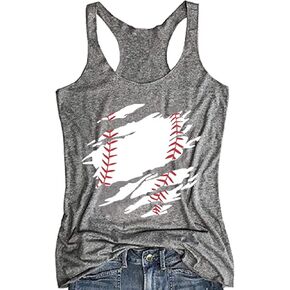 Baseball Vintage Graphic Racerback Tank Tops for Women Summer Football Cute Printed Sleeveless T Shirt Tanks